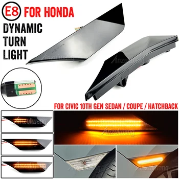 2Pcs Dinâmica do Sinal de volta da Lâmpada de Luz Fumado LED Luzes de presença Laterais Para Honda Civic 10 Gen Sedan/Coupe/Hatchback 2016-2018