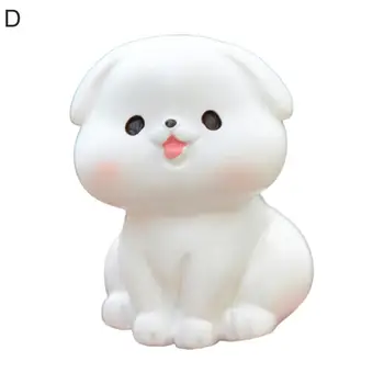 Delicado Adorável Naughty Dog Ornamento Vivas, Textura Pequeno Cão Branco Boneca Forte Resistência De Micro Paisagem Acessórios