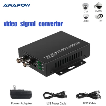 Awapow Conversor de Sinal 4K 720P/1080P HDC-ADH 4 Em 1 Suporta Resolução de 8MP TVI CVI AHD de 8MP CVBS Para HDMI da Câmera do CCTV do Testador