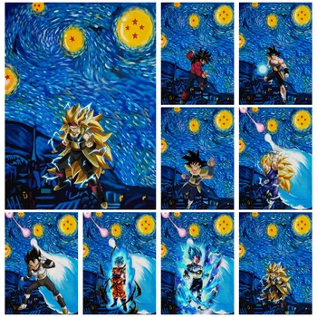 Bandai Anime Japonês de Graffiti Dragon Ball Filho desde a saga de desenhos animados Imagens de Murais, Cartazes de Lona Imprime a Arte da Pintura para o Quarto Decoração