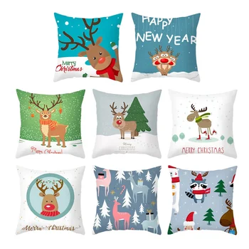 Vermelho Jogar Travesseiro De Natal Cervos Elk Árvore Impresso Almofada De Sofá Abraçando Fronha Decoração De Natal Para Casa De Presente De Natal