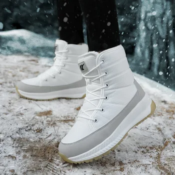 Nova Moda de Couro Quente Mulheres Botas de Neve de Inverno Quente Luxuoso Mulheres Botas Impermeáveis Tornozelo Botas Sapatos 36-41
