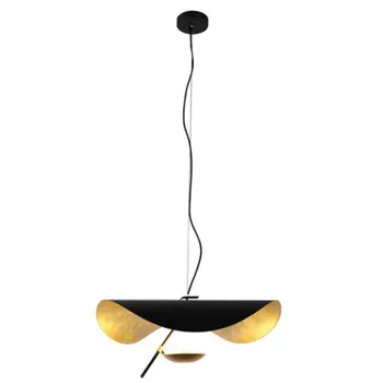 Nordic pós-moderna, de personalidade criativa, sala de estar, sala de jantar modelo de sala de disco voador dourado onda lustre LB12199
