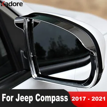 Para Jeep Compass 2017 2018 2019 2020 2021 Chrome Espelho Retrovisor Viseira De Sol A Chuva Escudo Sombra Tampa Guarnição Adesivo De Carro Acessórios