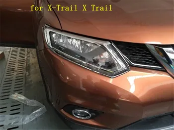 de alta qualidade ABS metalização Frontal+Traseiro farol Tampa da Lâmpada guarnição Decorativa para Nissan X-Trail X Trail T32 2014-2016 estilo Carro