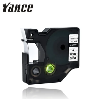 Yance 45020 Compatível impressora Dymo D1 12mm branco no Rótulo claro Fita Dymo Label maker LM160 LM280 Dymo PNP