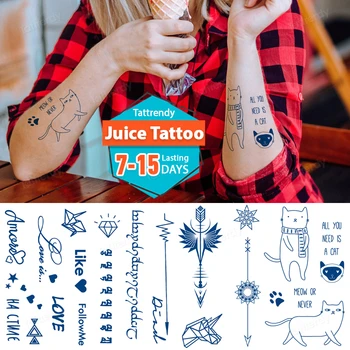 Suco De Duração De Tinta Tattoos Da Arte Do Corpo Impermeável Da Etiqueta Temporária Tatuagem De Gato Palavra Em Inglês Tatoo No Braço Do Lado Carta Falsa Tatto Mulheres