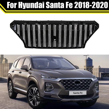 Suv coreia Auto Peças Gloss Preto ABS Cromado pára-choques Grelha Para Hyundai Santa Fe 2018 2019 2020 Grade Capa de Malha de Corrida Grades 0
