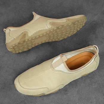 Homens Genuíno Couro Casual Sapatos Macio e Confortável Respirável Flats Preguiçoso Sapatos dos Homens Lightweigh Condução Sapatos Mocassins