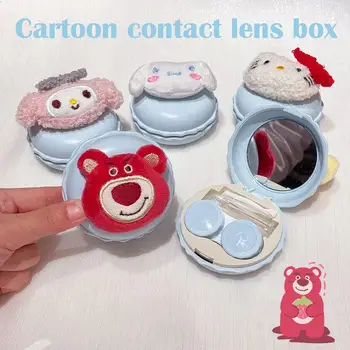 Dos desenhos animados Bonitos Sanrio Lente de Contato Caso Kawaii Hello Kitty Mymelody com Clip de Pinças Estudante de Moda Ins Bela Aluno Caixa