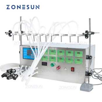 ZONESUN Controle Digital Elétrico da Bomba de Líquido de Enchimento da Máquina Perfume de água Suco de Óleo Essencial Com 10 Cabeças