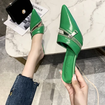 2022 Nova Marca Mulheres Botas Curtas Moda Verde Sandálias De Senhoras Bombas De Calçado Pontiagudo Dedo Do Pé De Zíper Inverno Botas Chelsea Sapatos