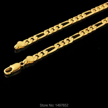 Nova Moda Figaro Bracelete Chain da Cor do Ouro 6MM Link Cadeia de Braceletes, Pulseira de Homens bijuterias Atacado
