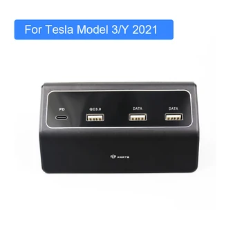 Carregamento sem fio Hub USB Para o Tesla Model 3 Y 2021 5 Portas Disco SSD de Armazenamento do Console Central Kit de Acessórios do Carro do Tipo-C, com Conector