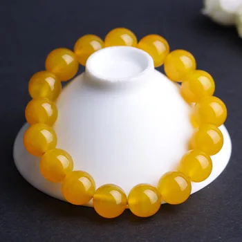 Cristal pulseira ágata amarelo pulseira de cristal da pulseira Jóias para homens e mulheres Zhaocai Wangcai Pulseira