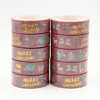Novo 10pcs/set 15MM*10M Folha de Mery Boneco de neve do Natal Decorativa Washi Tape DIY Scrapbooking Fita Adesiva Escola de Suprimentos de Escritório