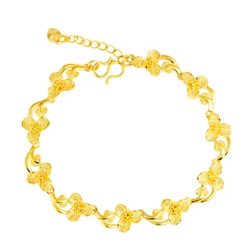 2021 moda ouro 24K Correntes Diárias Pulseiras Para Mulheres meninas da forma da flor de Ouro charme pulseira de casamento indiano Acessórios de Jóias