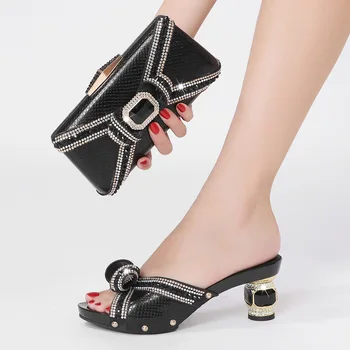 doershow belo negro italiano Sapatos Combinando Com Sacos de Mulheres Africanas Sapatos e Bolsas Definido Para a Festa de Formatura de Verão Sandália !!SR1-7