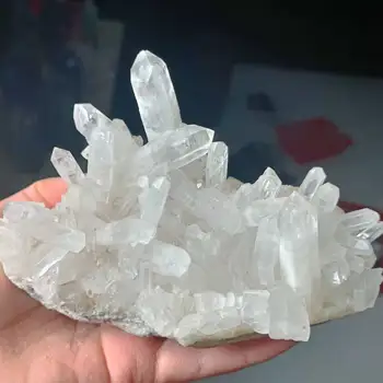 1pc Belo Natural, Branco Cristal Transparente Clusters Com um Cristal Natural Reiki de Cura 700g