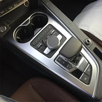 WELKINRY tampa do carro Para Audi A4 B9/8W 2016 2017 2018 2019 ABS cromado alavanca de câmbio, mudança de nível de base do pedestal de água copa do titular da guarnição