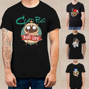 T-shirt de 2022 Novo Cão Bonito Padrão de Manga Curta T-Shirt dos Homens de Moda Casual Tops de Verão, O decote Pulôver Confortável Streetwear Topo