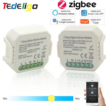 Tuya Zigbee Smart Dimmer Módulo Switch 1/2 Gangue Interruptor de Luz 220V Controle sem Fio em Casa Elétrica do DIODO emissor de luz Para Alexa e Google Assistente