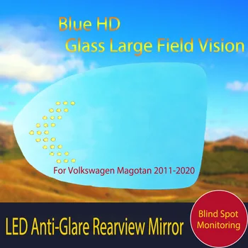 Grande Exibição Azul Espelho Anti-Reflexo Aquecido Eletricamente Espelho Retrovisor Com LED Indicador de Turno Para a Volkswagen Magotan 2011-2020