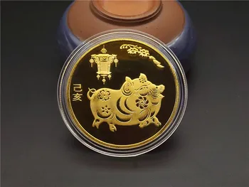 1 Dúzia de 12PCS / 2019 O ano do Porco moeda da Lembrança do zodíaco Chinês Medalha de presente de ano novo