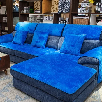 Nordic moderno sofá de Pelúcia almofada de inverno Engrossar quente capa antiderrapante sofá de couro sofacover Personalizado-feito de flanela sofá almofada