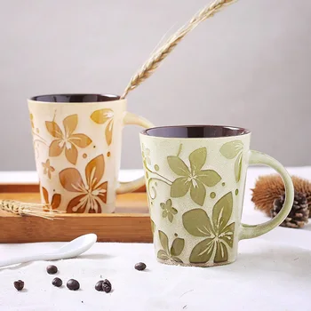 2016 nova moda de porcelana, canecas de cerâmica copa do padrão de folha de leite de pequeno-almoço copa