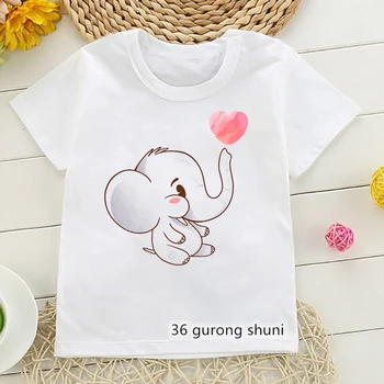 Elefante Amo Animal Print Camiseta Meninas/Meninos De Verão Manga Curta Roupas De Crianças De 2 A 15 Anos De Idade T-Shirt Presente De Aniversário Para T-Shirt