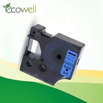 Ecowell 45016 laminado de 12mm etiqueta de fita Preta e Azul compatível para o Dymo Label Manager 160 280 impressora de etiquetas para D1 45016