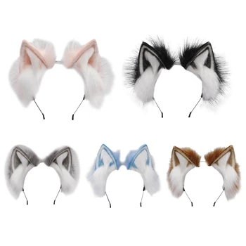 Anime Cabeça do Animal Ouvido Cosplay Capacete Lolita Cabelo Aro Festa Adereços Foto Adultos, as Crianças Gato Fox Ouvido Headwear