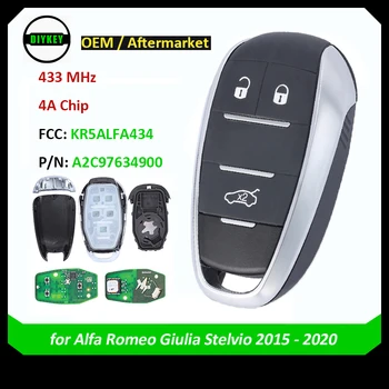 DIYKEY para a Alfa Romeo Giulia 2015 2016 2017 2018 2019 Stelvio 2020 Inteligente Sem Chave Remota Fob A2C97634900 KR5ALFA434 433MHz 4A