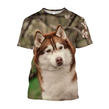Jumeast 3D Husky Siberiano Impresso T-shirts Animal Cão Casual e Funny T-Shirt Para Homens Streetwear T-shirty 90 Estética do Vestuário