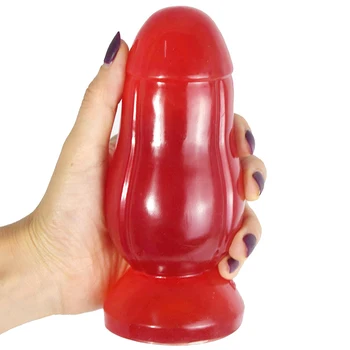 FAAK Anal Vibrador Enorme Vermelho Transparente Plug Anal Vibrador na Vagina Expansão do Ponto de G Estimular a Próstata Massager de Brinquedos Sexuais Para Mulheres, Homens