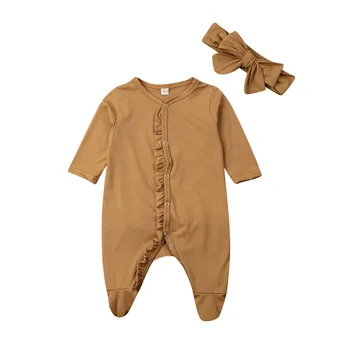 Romper Do Bebê 2019 Bebê Recém-Nascido Menino Menina Babados Romper Pijamas Pijamas, Roupa De Roupas
