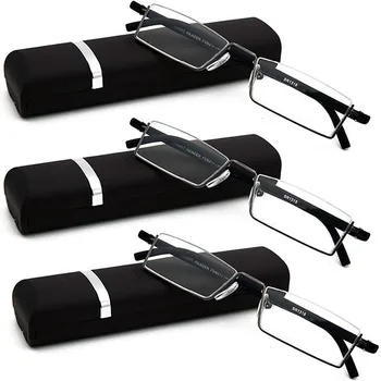Retro TR90 Meia de Armação de Óculos de Leitura Com Caixa de Homens, Mulheres Luz Azul Bloqueio de Óculos de Caso Unisex Óculos para Presbiopia
