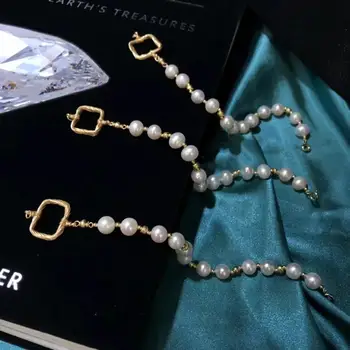 12 peças de pérolas Simples fivela quadrada pulseira,natural de água doce pulseira de pérolas para as mulheres,o projeto original de jóias de Moda 1