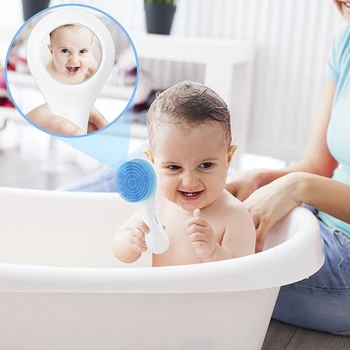 Novo 3-em-1 de Silicone, Escova de Cabelo do Bebê Dobrável Pente Infantil Banho Escova Duche Presente 2