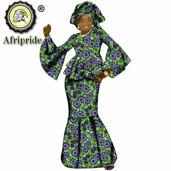 Tradicional africana roupas para mulheres dashiki, tops+maxi saias+tribal headwarp headtie roupas vintage AFRIPRIDE S1926028 5